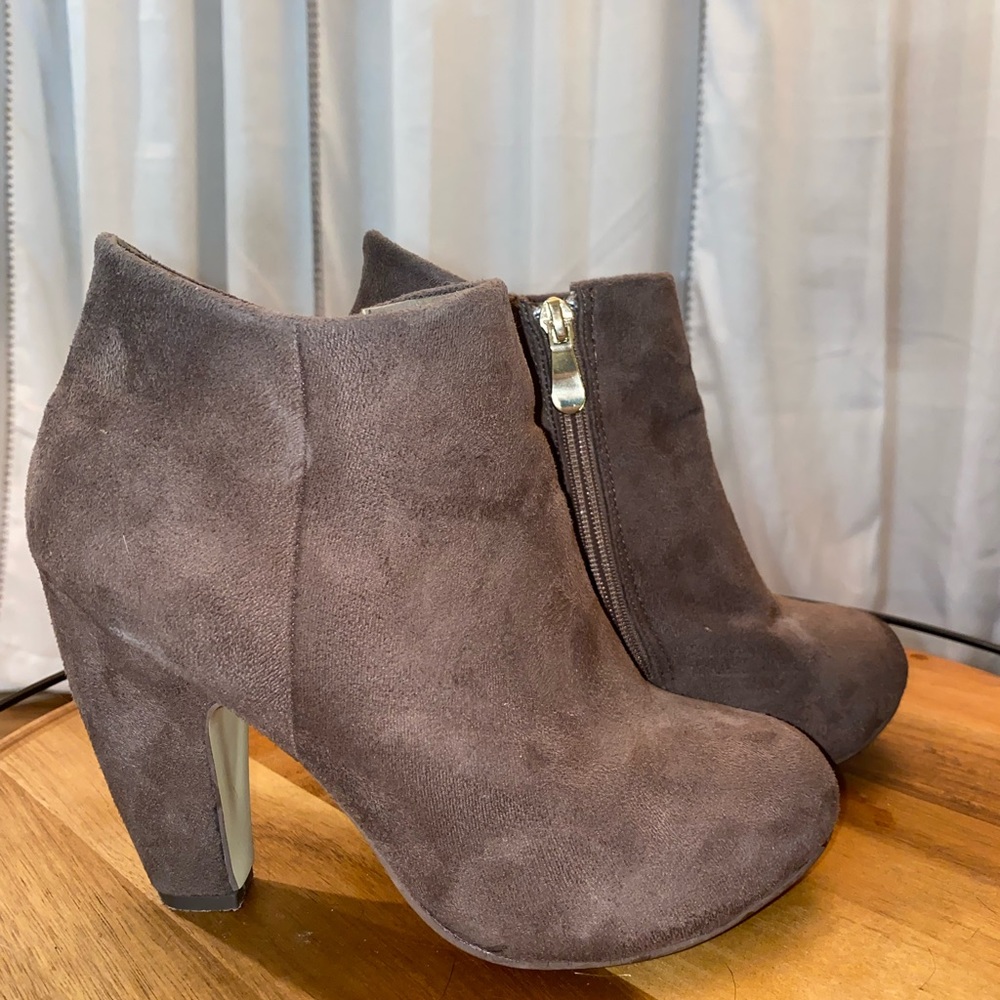 Chocolate Brown Faux Suede Ankle Booties